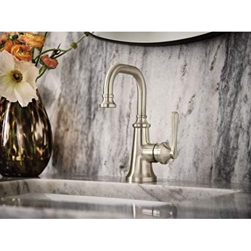 Moen S44101BN Colinet One-Handle Single Hole Traditional Bathroom Sink Faucet, Brushed Nickel