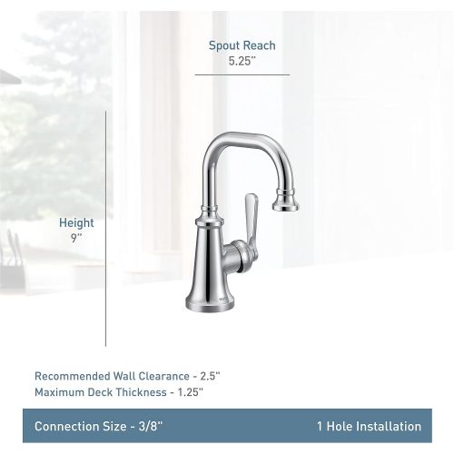  Moen S44101BN Colinet One-Handle Single Hole Traditional Bathroom Sink Faucet, Brushed Nickel