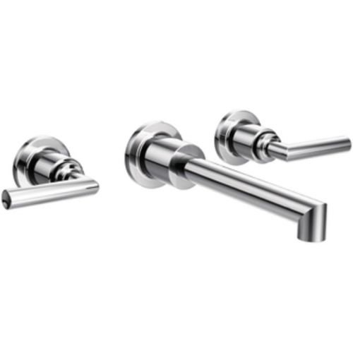  Moen TS43003 Arris Two-Handle Wall Mount Bathroom Faucet Trim, Valve Required, Chrome