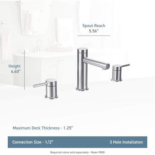  Moen T6193BL Align Two-Handle Modern 8-Inch Widespread Bathroom Faucet Trim Kit, Valve Required, Matte Black