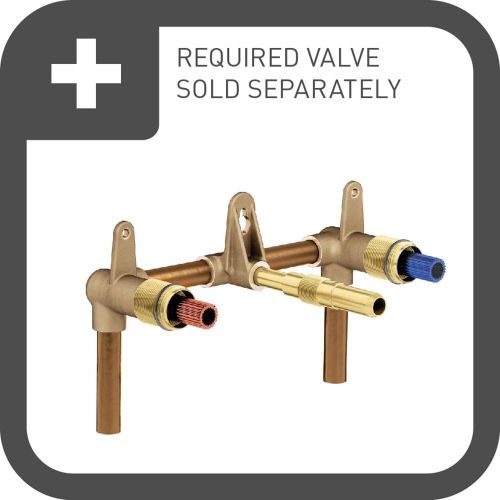  Moen T6906 Voss Two-Handle Wall Mount Bathroom Faucet Trim Kit, Valve Required, Brushed Gold