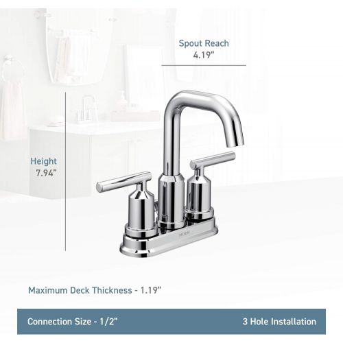  Moen 6150BN Gibson Two-Handle Centerset High Arc Modern Bathroom Faucet with Drain Assembly, Brushed Nickel