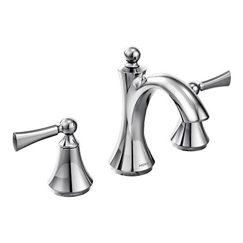  Moen T4520 Wynford Two-Handle Widespread High-Arc Bathroom Faucet with Lever Handles, Valve Required, Chrome