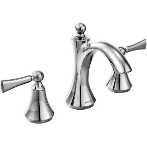  Moen T4520 Wynford Two-Handle Widespread High-Arc Bathroom Faucet with Lever Handles, Valve Required, Chrome