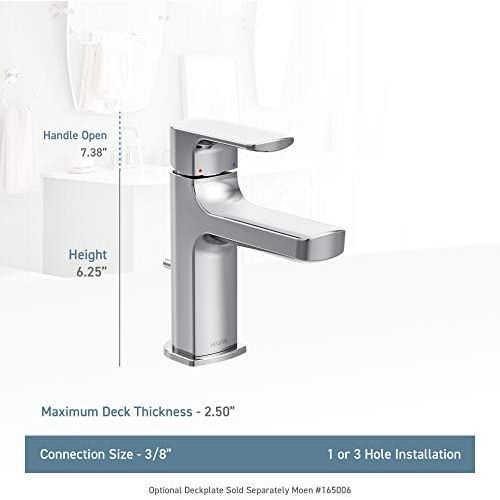 Moen 6900BN Rizon One-Handle Modern Bathroom Faucet with Drain Assembly, Brushed Nickel