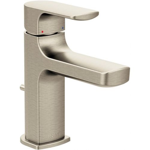  Moen 6900BN Rizon One-Handle Modern Bathroom Faucet with Drain Assembly, Brushed Nickel