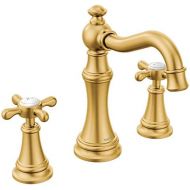 Moen TS42114BG Weymouth Two-Handle Widespread Cross Handle Bathroom Faucet Trim Kit, Valve Required, Brushed Gold