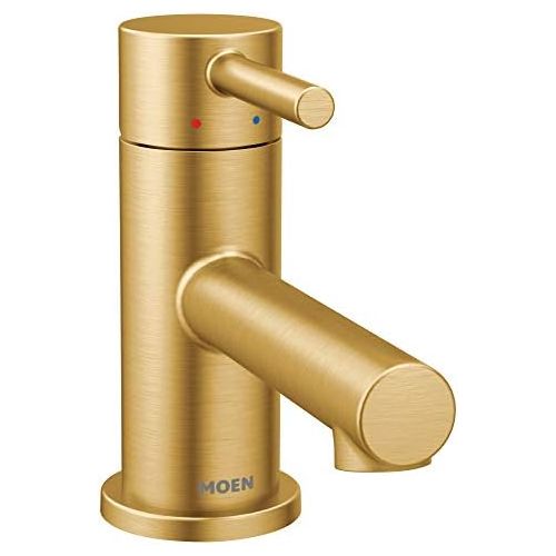  Moen 6191BG Align One-Handle Single Hole Low Profile Modern Bathroom Faucet with Drain Assembly, Brushed Gold