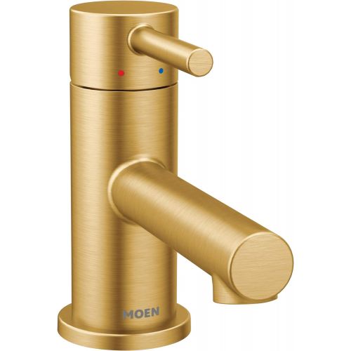  Moen 6191BG Align One-Handle Single Hole Low Profile Modern Bathroom Faucet with Drain Assembly, Brushed Gold