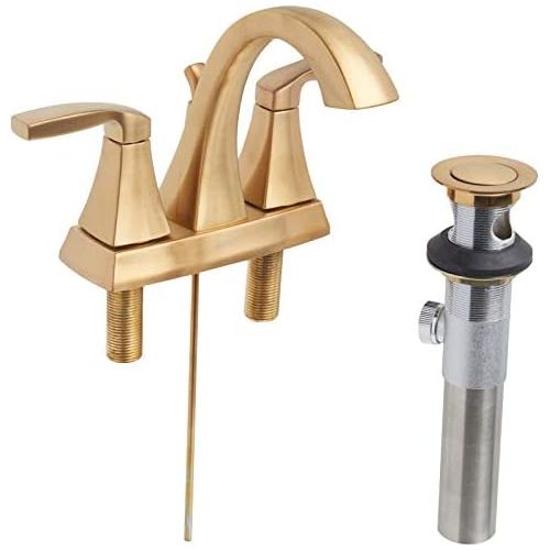  Moen 6901BG Voss Two-Handle High Arc Centerset Bathroom Faucet, Brushed Gold