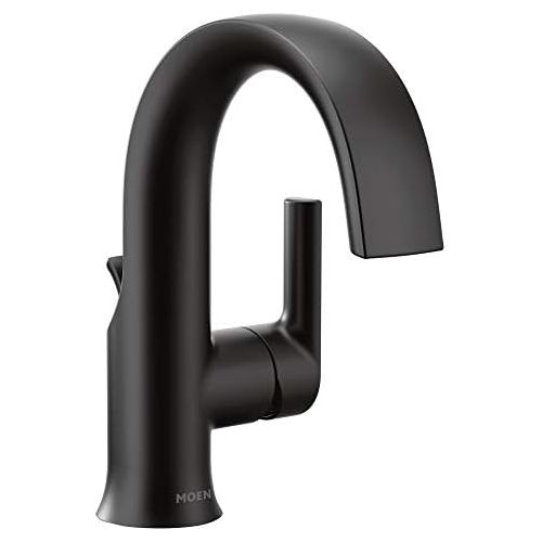  Moen S6910BL Doux One-Handle High Arc Laminar Stream Bathroom Faucet, Matte Black