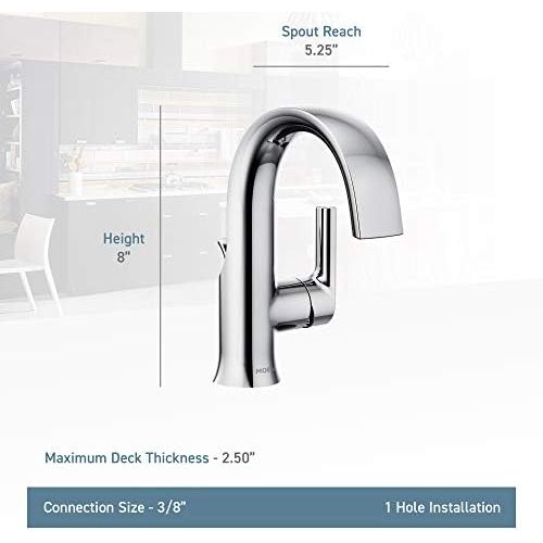  Moen S6910BL Doux One-Handle High Arc Laminar Stream Bathroom Faucet, Matte Black