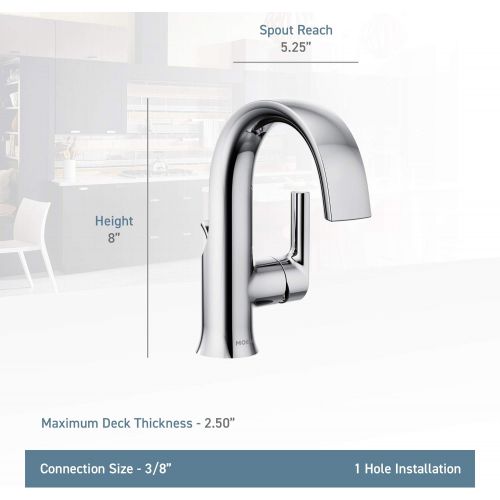  Moen S6910BL Doux One-Handle High Arc Laminar Stream Bathroom Faucet, Matte Black