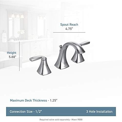  Moen T6905BG Voss Two-Handle 8 in. Widespread Bathroom Faucet Trim Kit, Valve Required, Brushed Gold