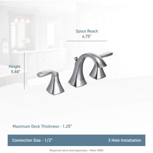  Moen T6905BG Voss Two-Handle 8 in. Widespread Bathroom Faucet Trim Kit, Valve Required, Brushed Gold