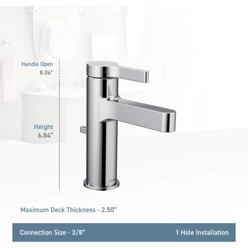  Moen 6710 Vichy One-Handle Single Hole Modern Bathroom Faucet, Chrome