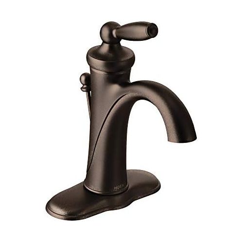  Moen 6600ORB Brantford One-Handle Low-Arc Bathroom Faucet with Optional Deckplate, Oil-Rubbed Bronze