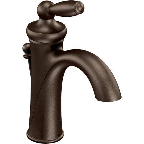  Moen 6600ORB Brantford One-Handle Low-Arc Bathroom Faucet with Optional Deckplate, Oil-Rubbed Bronze