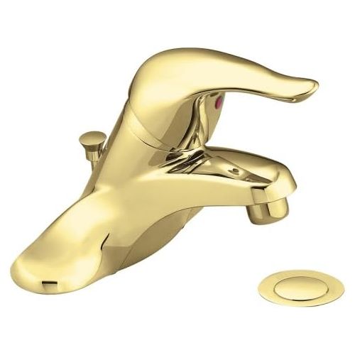  Moen L4621P Chateau One-Handle Low-Arc Bathroom Faucet with Drain Assembly, Polished Brass