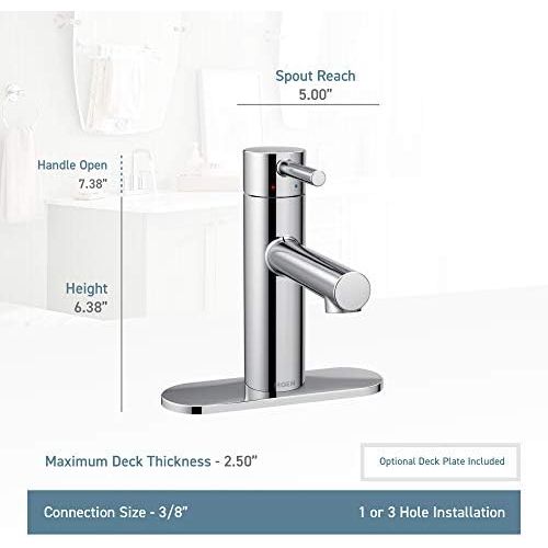  Moen 6190BG Align One-Handle Modern Bathroom Faucet with Drain Assembly and Optional Deckplate, Brushed Gold