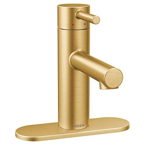  Moen 6190BG Align One-Handle Modern Bathroom Faucet with Drain Assembly and Optional Deckplate, Brushed Gold