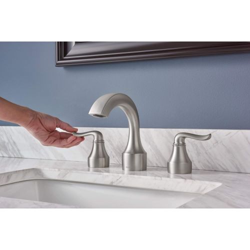  Moen 84302SRN Hamden Two-Handle 8-Inch Widespread Bathroom Faucet, Valve Included, Spot Resist Brushed Nickel