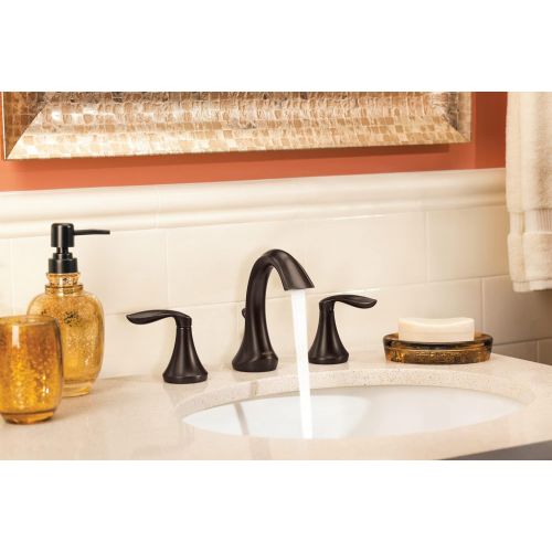  Moen Eva Two-Handle High-Arc Bathroom Faucet Bundle (Oil Rubbed Bronze) complete with Moen 9000 Widespread Lavatory Rough-In Valve with Drain Assembly