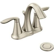 Moen 6410BN Eva Two-Handle Centerset Bathroom Faucet with Drain Assembly, Brushed Nickel