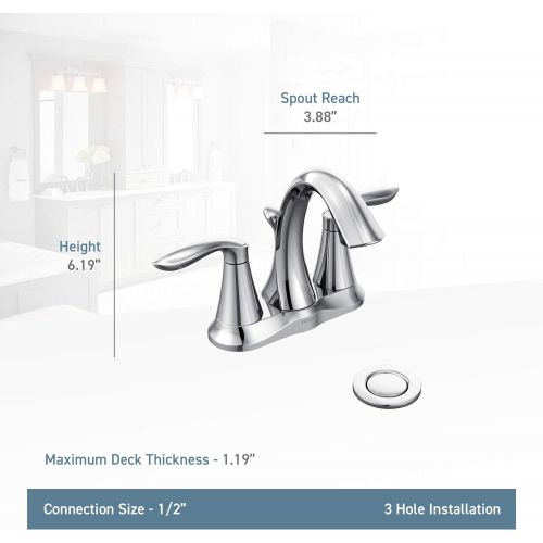  Moen 6410BN Eva Two-Handle Centerset Bathroom Faucet with Drain Assembly, Brushed Nickel