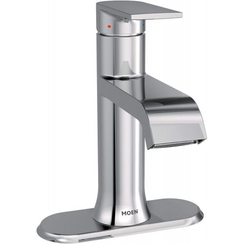  Moen 6702 Genta One-Handle Single Hole Modern Bathroom Sink Faucet with Optional Deckplate, Chrome