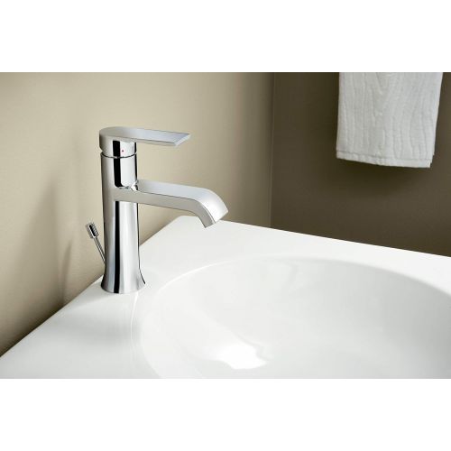  Moen 6702 Genta One-Handle Single Hole Modern Bathroom Sink Faucet with Optional Deckplate, Chrome