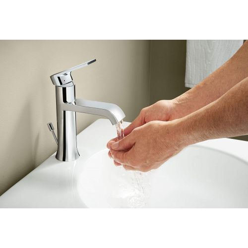  Moen 6702 Genta One-Handle Single Hole Modern Bathroom Sink Faucet with Optional Deckplate, Chrome