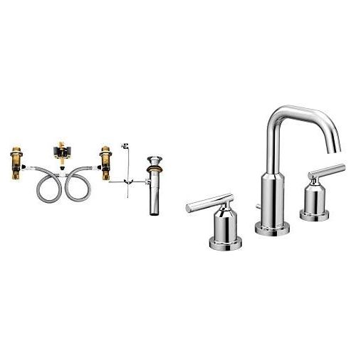  Moen T6142-9000 Gibson Two-Handle Widespread Bathroom Faucet with Valve, Chrome