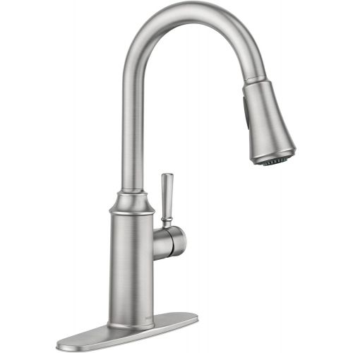  Moen 87801SRS Conneaut One-Handle Pulldown Kitchen Faucet with Reflex and Power Clean, Spot Resist Stainless