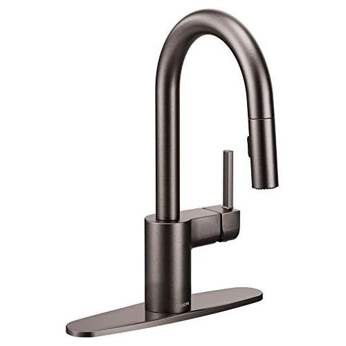  Moen 5965BLS Align One-Handle Pulldown Modern Bar Faucet with Power Clean featuring Reflex, Black Stainless