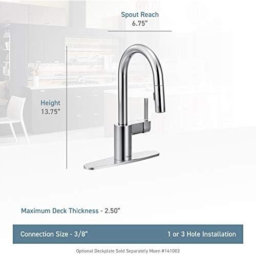  Moen 5965BLS Align One-Handle Pulldown Modern Bar Faucet with Power Clean featuring Reflex, Black Stainless