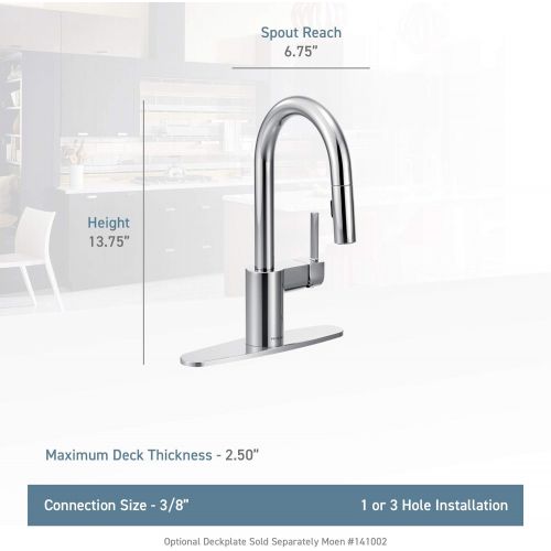  Moen 5965BLS Align One-Handle Pulldown Modern Bar Faucet with Power Clean featuring Reflex, Black Stainless