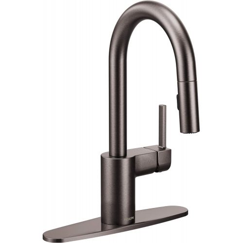  Moen 5965BLS Align One-Handle Pulldown Modern Bar Faucet with Power Clean featuring Reflex, Black Stainless