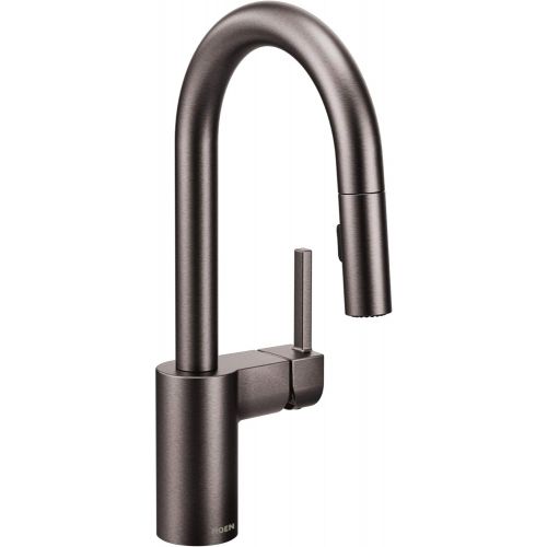  Moen 5965BLS Align One-Handle Pulldown Modern Bar Faucet with Power Clean featuring Reflex, Black Stainless