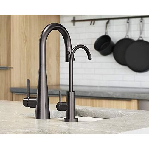  Moen 7664BLS Sleek One-Handle High Arc Pulldown Bar Faucet, Black Stainless