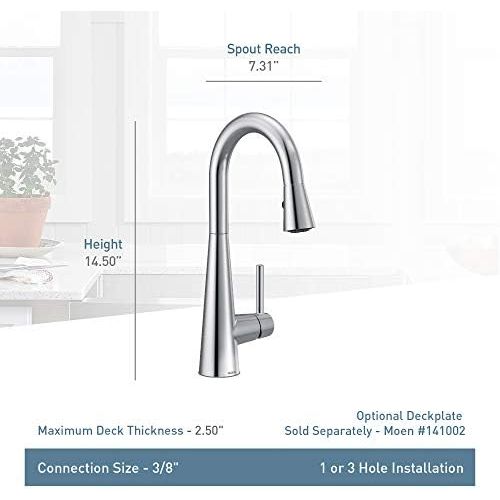  Moen 7664BLS Sleek One-Handle High Arc Pulldown Bar Faucet, Black Stainless