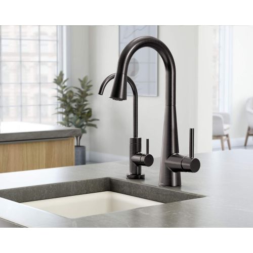  Moen 7664BLS Sleek One-Handle High Arc Pulldown Bar Faucet, Black Stainless