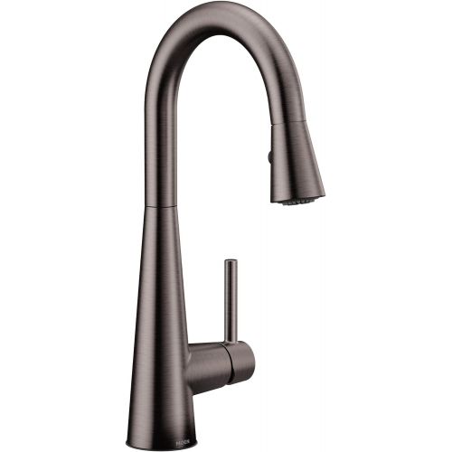  Moen 7664BLS Sleek One-Handle High Arc Pulldown Bar Faucet, Black Stainless