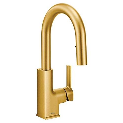  Moen S6230BG STo One-Handle High Arc Pulldown Modern Bar Faucet with Reflex, Brushed Gold