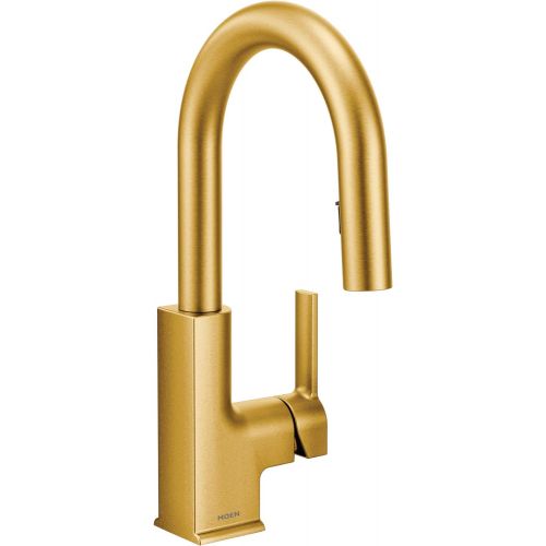  Moen S6230BG STo One-Handle High Arc Pulldown Modern Bar Faucet with Reflex, Brushed Gold