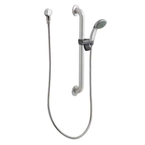  Moen 52124GBM25 Commercial M-Dura Slide BarGrab Bar with Hand Shower, 1-14-Inch x 24-Inch, 2.5-gpm, ChromeStainless