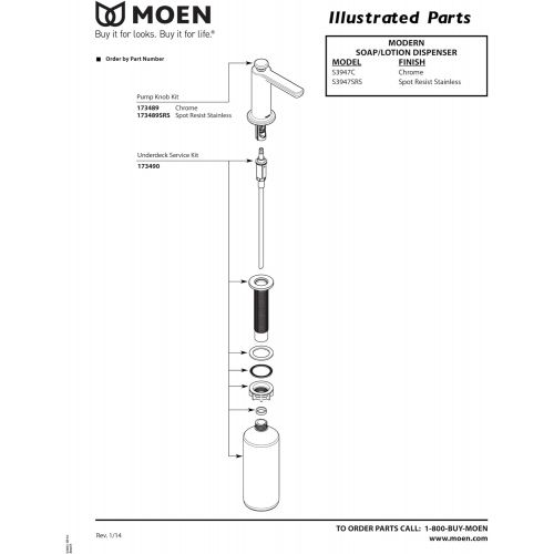  Moen S3947C Modern Deck Mounted Soap Dispenser Chrome, Polished