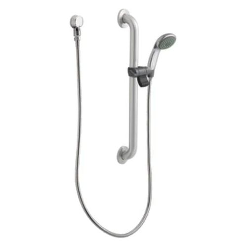  Moen 52224GBM17 Commercial M-Dura Shower Slide BarGrab Bar with Hand Shower, 1-12-Inch x 24-Inch, 1.75-gpm, ChromeStainless