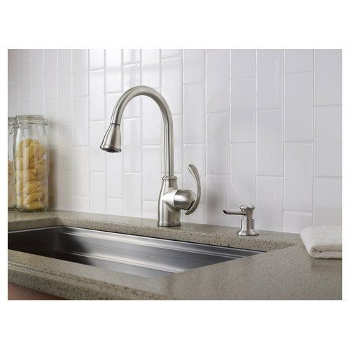  Moen CA87055SRS Single Handle Kitchen Faucet with Pullout Spray from the Terrace Collection, Spot Resist Stainless