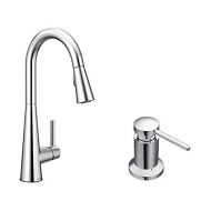 Moen 7864 Sleek One-Handle High Arc Pulldown Kitchen Faucet Featuring Reflex (7864), Chrome with Kitchen Soap and Lotion Dispenser